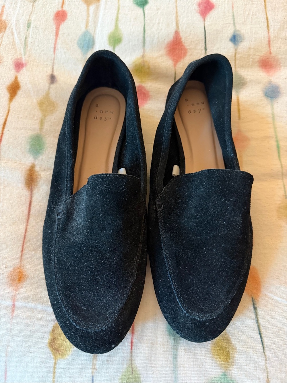 Black suede loafers